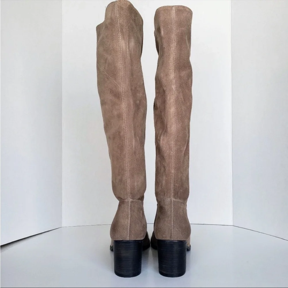 Free People Boots Cleo Slouch Suede Knee High Heeled Leather Grey NIB US 8 EU 38 - Picture 8 of 15